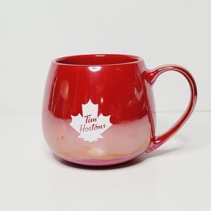 Tim Hortons Red Ceramic Iridescent Mugs with Maple Leaf (2020)